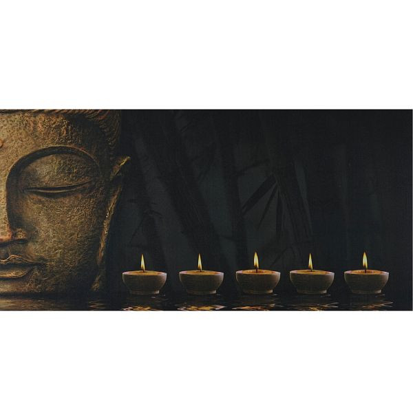 Mendler LED-foto, canvasfoto, verlichte foto, muurfoto, timer, 110x55cm Boeddha, flikkerend, 36745