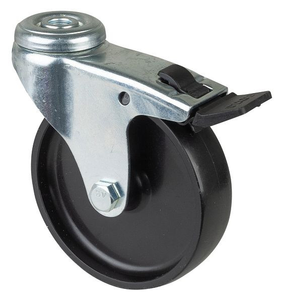 BS-wielen Apparaatwiel met rem, breedte 23 mm, Ø100 mm, tot 65 kg, loopvlak zwart kunststof, glijlager, VE = 4 stuks, A321.A90.100