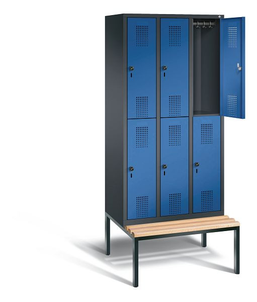 C+P locker dubbeldekker Evolo, H2090xW900xD815mm, kleur: zwartgrijs / gentiaanblauw, 48350-30 S10224