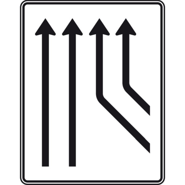Steen HGS invoegbord op doorgaande route, twee rijstroken plus 2 rijstroken van rechts, nr. 550-23, RA2/Alform, zonder afstandsinformatie, 1600x1250mm, 550-23-122