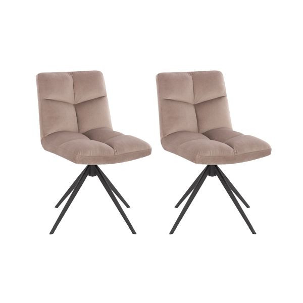 HOME DELUXE Draaibare eetkamerstoel set van 2 NODA – Fluweel lichtbruin, 49713