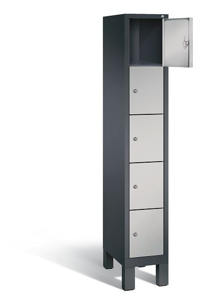 C+P lockerkast Evolo, H1850xB320xD500mm, kleur: zwart-grijs/wit aluminium, 48010-105 S10076