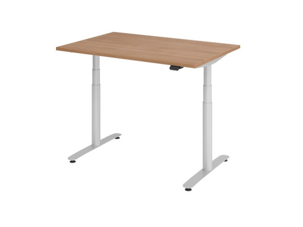 Hammerbacher zit-sta bureau elektrisch 120x80cm walnoot/zilver, VXDLR12/N/S