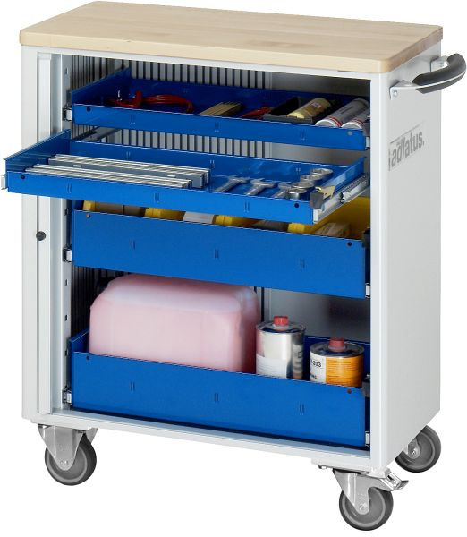 RAU gereedschapswagen serie adlatus model 7250, B725 x D400 x H860 mm, inclusief massief beukenhouten werkblad, 02-7250B.11