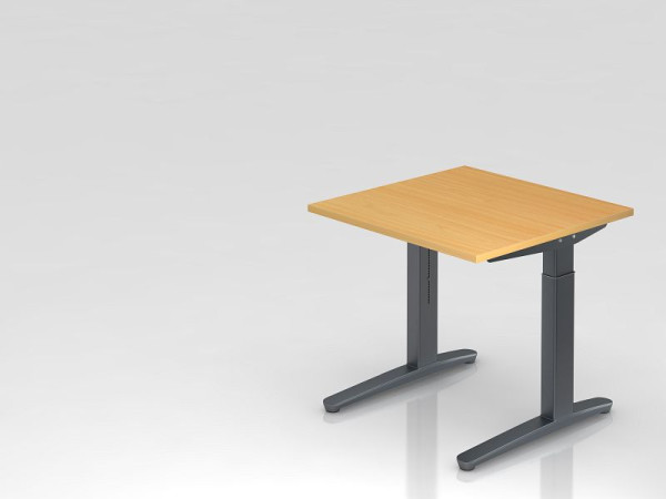 Hammerbacher bureau C-poot 80x80cm beuken/grafiet, rechthoekige vorm, VXB08/6/GG