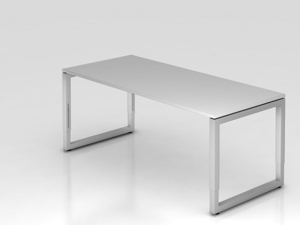 Hammerbacher bureau O-voet vierkant 180x80cm grijs, rechthoekige vorm met zwevend tafelblad, VRS19/5/S