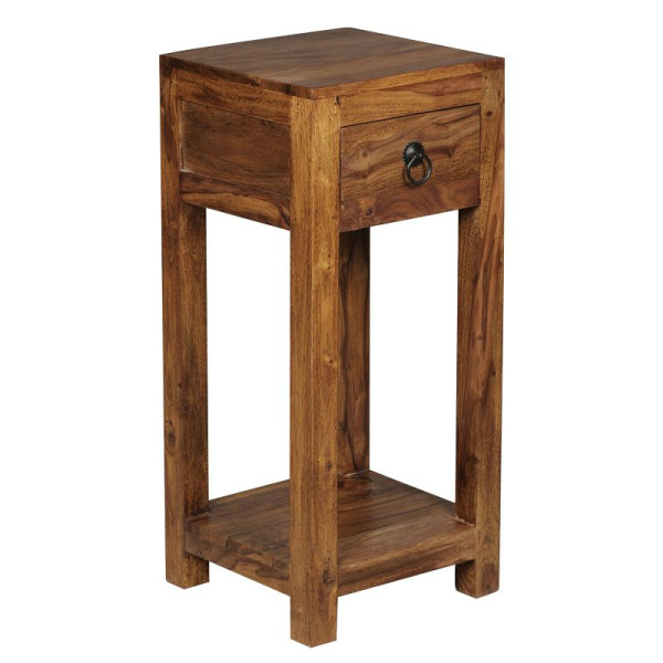 Wohnling bijzettafel MUMBAI massief sheeshamhout 68 cm hoog met lade design landelijke stijl, WL1.313