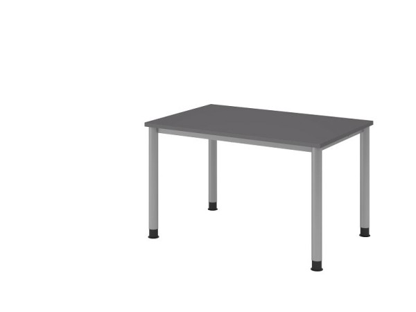 Hammerbacher bureau 4 voet rond 120x80cm grafiet/zilver, rechthoekige vorm, VHS12/G/S