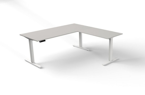 Kerkmann zit-statafel B 1800 x D 800 mm met aanbouwelement, elektrisch in hoogte verstelbaar van 720-1200 mm, kleur: lichtgrijs, 10382411