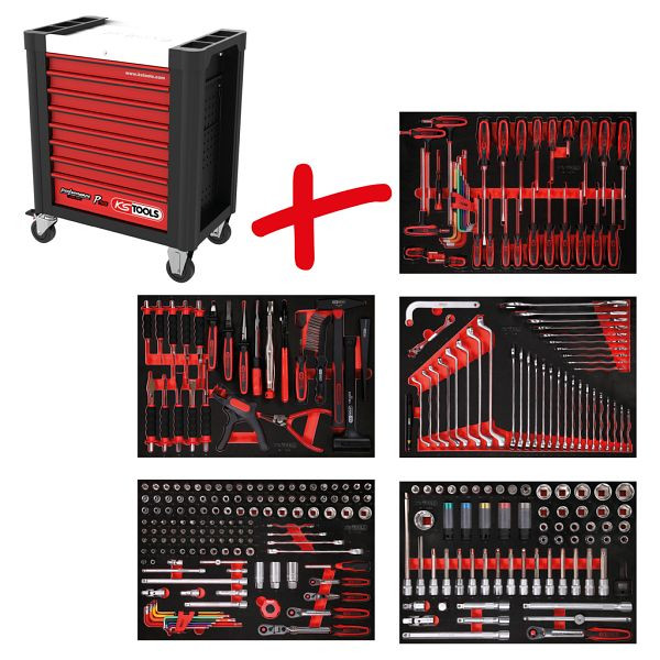 KS Tools PERFORMANCEplus werkplaatswagenset P10, met 299 gereedschappen en 5 laden, 810.5299