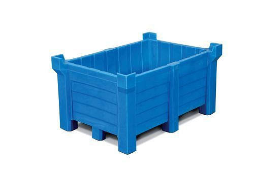 DENIOS Stapelbehälter aus Polyethylen (PE), 400 Liter Inhalt, 360 Liter Auffangvolumen, geschlossen, blau, 185830