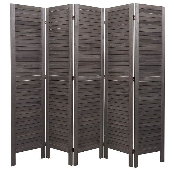 Mendler Paravent HWC-G30, scheidingswand, room divider, shabby look 170x200cm, grijsbruin, 94463