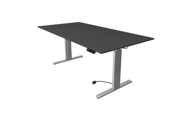 Kerkmann Move 3 zit-/statafel zilver, B 2000 x D 1000 mm, elektrisch in hoogte verstelbaar van 720-1200 mm, antraciet, 10233913