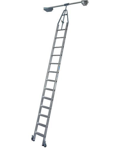 Krause trapladder, dubbele plank, aluminium, verrijdbaar, met railsysteem, 13 treden, 257516