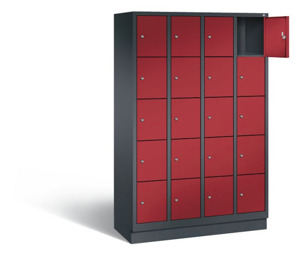 C+P lockerkast Evolo, H1800xW1190xD500mm, kleur: zwart-grijs/robijnrood, 48020-405 S10060