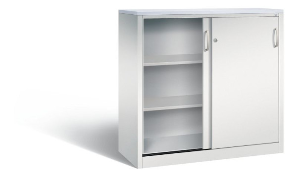 C+P dressoir met schuifdeuren Acurado, H1200xB1200xD500mm, kleur: lichtgrijs, beugelgreep, 3 niveaus, 2057-1200 S10287