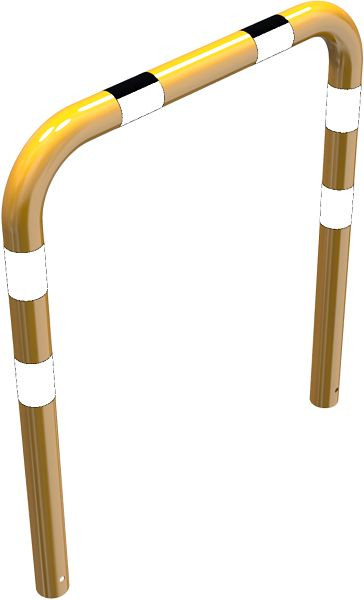 Schak-stootbeschermstang stalen buis Ø 76 mm geel/zwart, totale breedte: 1000 mm, hoogte boven de grond: 650 mm, voor inzetting in beton, 477_06BG