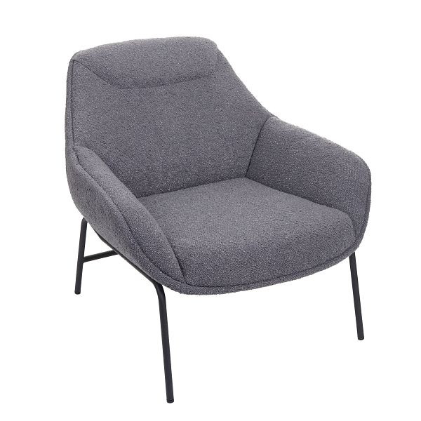 Mendler fauteuil HWC-J77, cocktailstoel fauteuil, bouclé stof metaal, donkergrijs, 83077