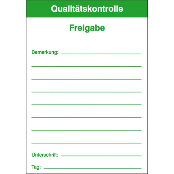 Stein HGS HGS kwaliteitscontrolelabels, release / groen, verpakking van 50, 21.1016