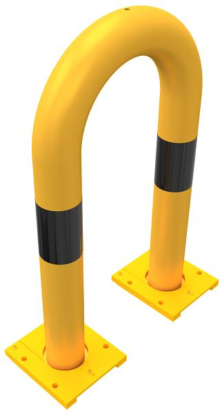 Schake-stootbeschermingsbeugel, afneembare stalen buis Ø 76 mm geel/zwart, totale breedte: 400 mm, hoogte boven de grond: 650 mm, 477_04APBG