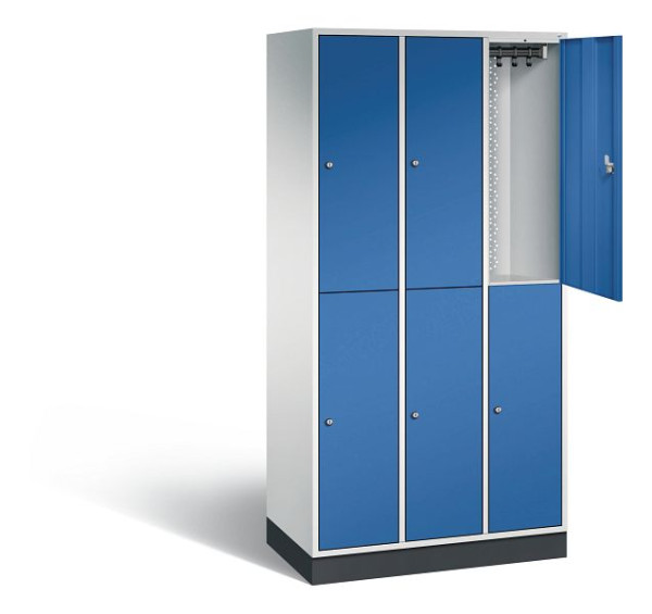 C+P locker, dubbellaags intro, H1950xW920xD490mm, kleur: lichtgrijs / gentiaanblauw, 8270-301 S10018