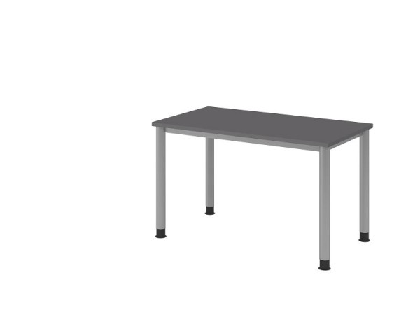 Hammerbacher bureau 4 voet rond 120x67cm grafiet/zilver, 2 mm ABS rand, rechthoekige vorm, VHS612/G/S