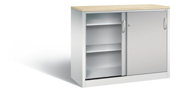 C+P dressoir met schuifdeuren Acurado, H1000xB1200xD500mm, kleur: lichtgrijs/wit aluminium, beugelgreep, 2056-00 S10171
