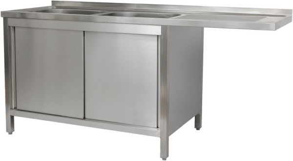 A&S Polarny vaatwasmachine 1500 x 600 x 850 mm 2 spoelbakken links, 600 mm diep, SPSCHZ1562BL