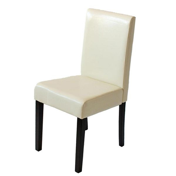 Mendler eetkamerstoel Littau, keukenstoel, kunstleer, creme, donkere poten, 74365