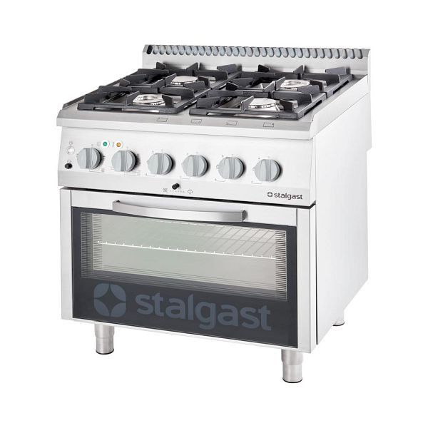 Stalgast gasfornuis 4 branders met elektrische heteluchtoven (600 x 400 mm / GN 1/1) serie 700 ND - G20
