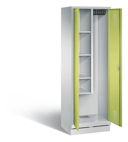 C+P reinigingsmiddelenkast Evolo, H1800xB610xD500mm, kleur: lichtgrijs / virid groen, 48120-00 S10165