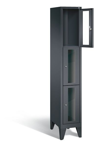 C+P lockerkast Classic, H1850xB320xD500mm, kleur: zwart-grijs, 8010A103 S10014