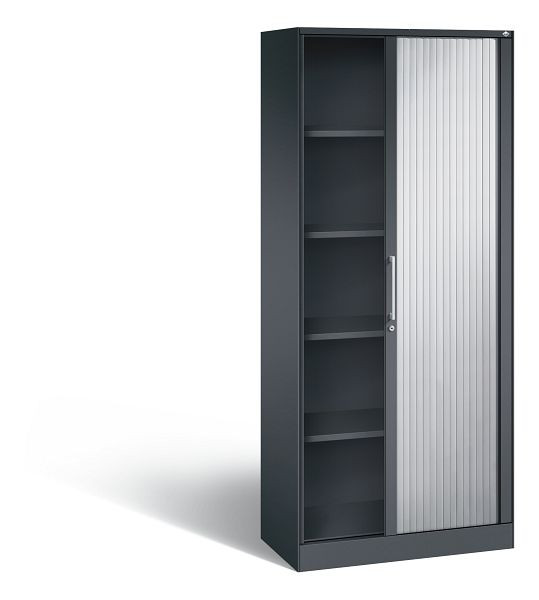 C+P rolluikkast Asisto, H1980xB800xD435mm, kleur: zwart-grijs/wit aluminium, beugelgreep, 5 FH, 143003-000 S10001