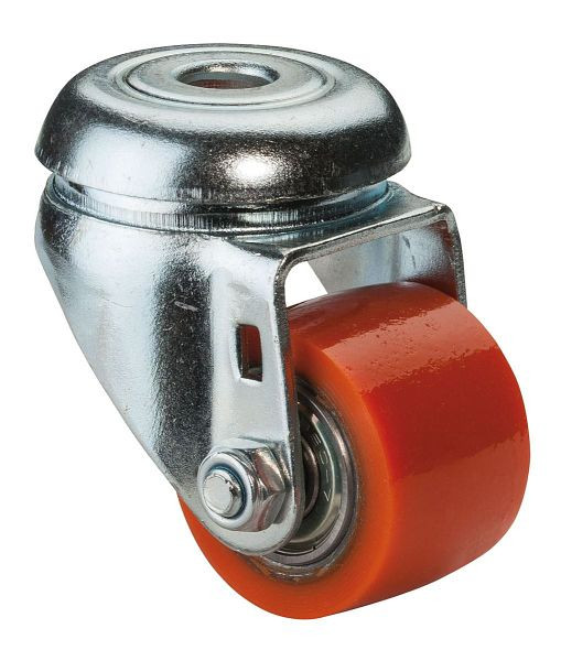 BS Rollen compactwiel, wielbreedte 25 mm, wiel-Ø 35 mm, draagvermogen 100 kg, loopvlak polyurethaan, wiellichaam staal, kogellagers, verpakking van 2 stuks, A601.C10.035