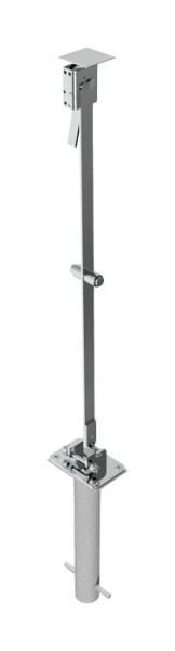 Schake RVS paal 70 x 70 mm, opklapbaar, zelfvergrendelend slot voor inbetonzetting, met profielcilinderslot, 4070UZH