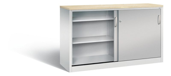 C+P dressoir met schuifdeuren Acurado, H1000xB1600xD500mm, kleur: lichtgrijs/wit aluminium, beugelgreep, 2156-00 S10162