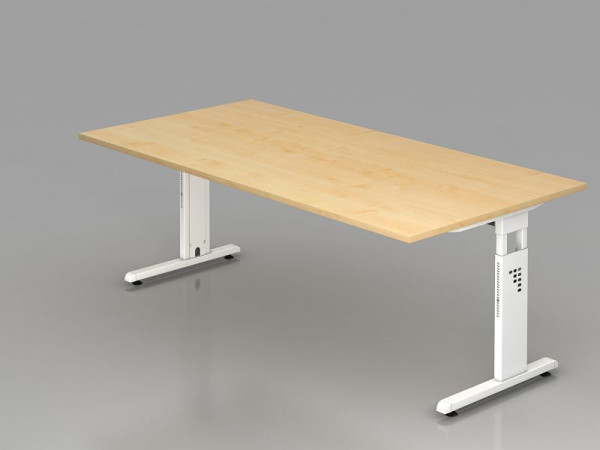 Hammerbacher bureau C-poot 200x100cm esdoorn/wit, werkhoogte 65-85 cm, VOS2E/3/W