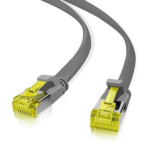 Helos ultraplatte patchkabel U/FTP Cat 6a grijs 0,3m, 205218