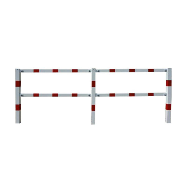 Stone HGS beschermrailing van staal, dwarsbalk, lengte 2300 mm, 60 x 40 mm, wit met rode lichtlijsten, bevestiging: voor pluggen, 4223b