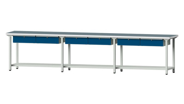 ANKE werkbanken werktafel, model 105, 4050 x 700 x 890 mm, RAL 7035/5010, UBP 40 mm, 400.525
