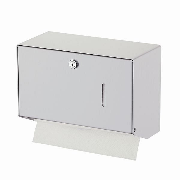 Air Wolf papieren handdoekdispenser voor maximaal 400 gevouwen handdoeken, Omicron II-serie, H x B x D: 190 x 275 x 130 mm, geanodiseerd aluminium, 35-740