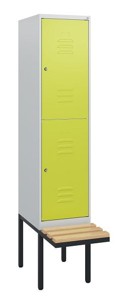 C+P dubbeldekkerkast Classic PLUS, 1950x400x815mm, 7035/0024, cilindersloten, beukenhouten zitlatten, zwevende zitting, 0803405-12 S10040