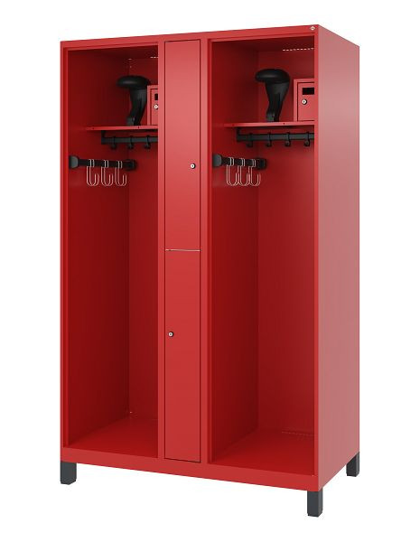 C+P Evolo brandweerkast, model MAXI, 2 compartimenten, H1950B1200T600 mm, Vlamrood, Voeten, 0496315-020 S10008