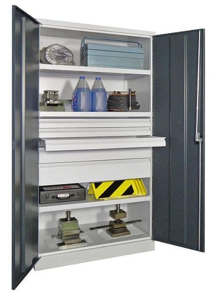 Pavoy Schwerlastschrank 1950/630/1040, Drehgriff, ohne Trennwand, 3 Böden, Schubladen: 3x125, 1x175, 36362-104-004-910