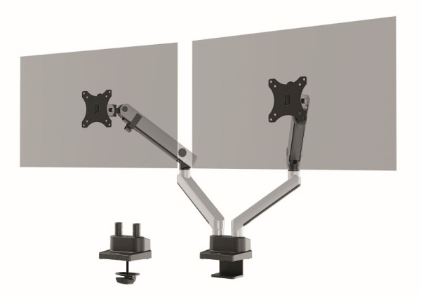 DURABLE monitorhouder SELECT PLUS met arm voor 2 monitoren, tafelbevestiging, 509723