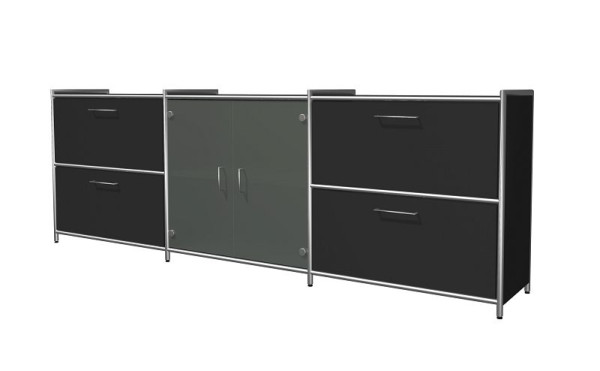 Kerkmann breed dressoir met 2 laden, 2 OH, Artline, B 2360 x D 380 x H 780 mm, antraciet, 13732513