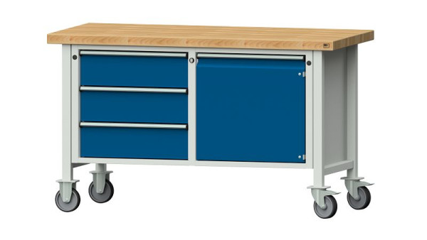 ANKE werkbanken kistwerkbank, model 106 V, 1500 x 700 x 900 mm, RAL 7035/5010, BMP 50 mm, verrijdbaar, 305.599