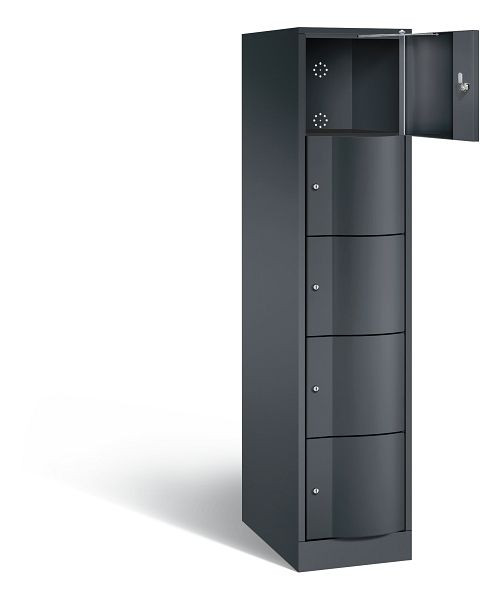C+P XL lockerkast Resisto, H1950xB396xD640mm, kleur: zwart-grijs, 8570-173 S10021