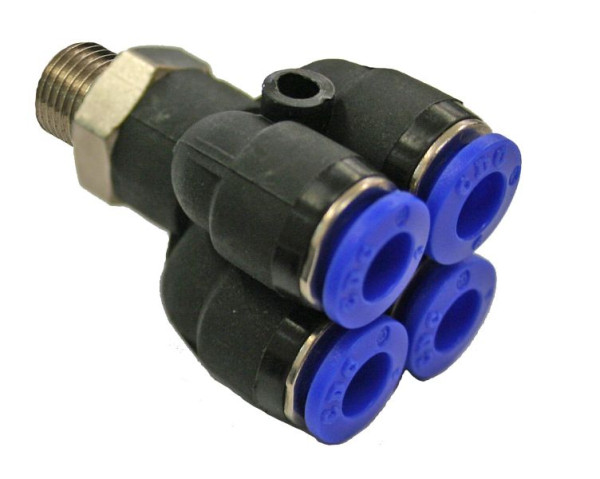 timmer B-YE2-4-1/8-KU, Y-schroeffitting, cilindrisch met O-ring, slang-Ø: 4 mm, schroefdraad: 1/8", VE: 10 stuks, 03180320