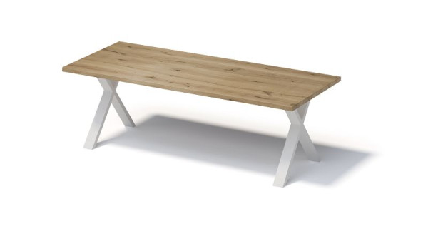 Bisley Fortis tafel Regular, 2600 x 1000 mm, rechte rand, geolied oppervlak, X-frame, oppervlak: naturel / frame kleur: verkeerswit, F2610XP396